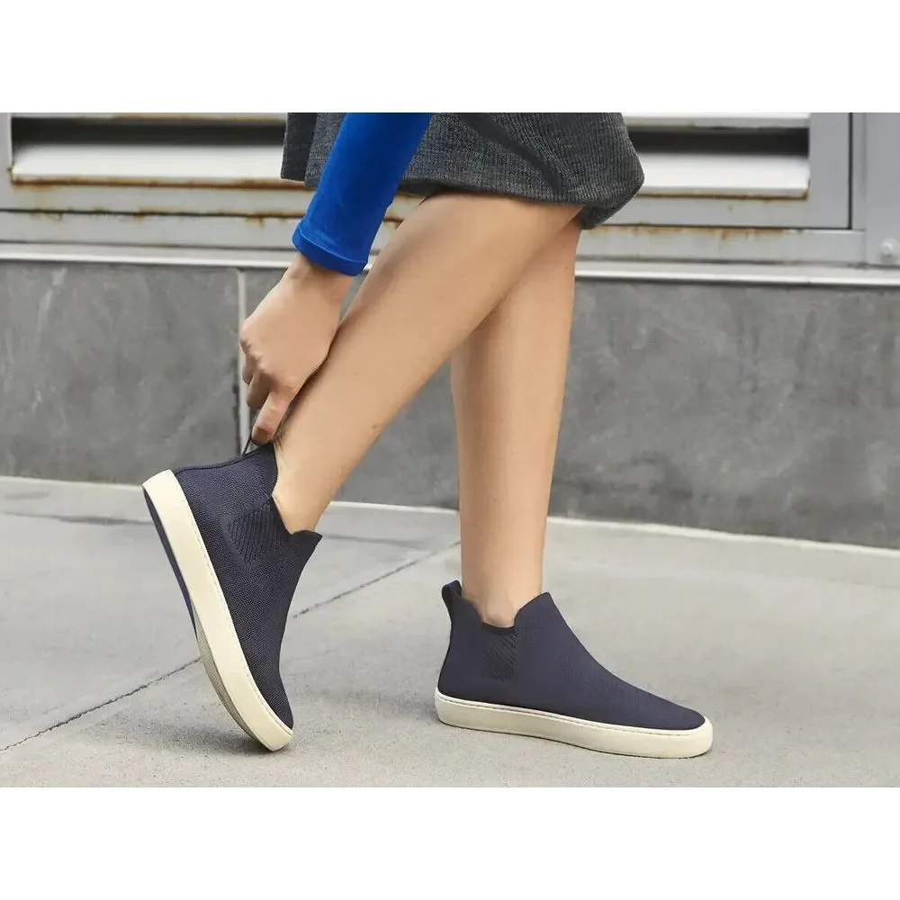 Rothy's Chelsea Boots Women 11 $145 Knit Comfort Washable Sneaker Round Toe Navy